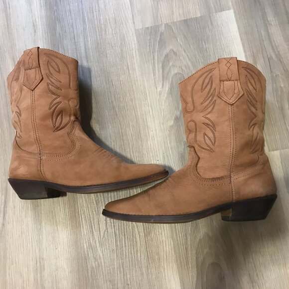 Ladies Suede Leather Western Boots Tan Color Size 7 - Picture 6 of 6